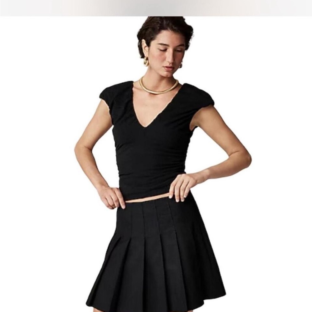 J. Crew Black Ruched Shoulder Tank